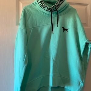 Teal PINK cowell neck sweatshirt